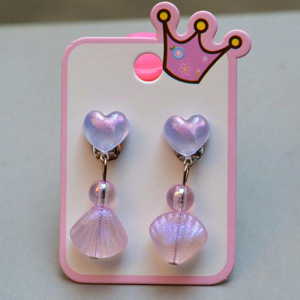 Product Introduction of Ear Clip No Pierced Student Cute Shell Jelly Love Decorative Earrings Little Girl Girl Ear Rings 7