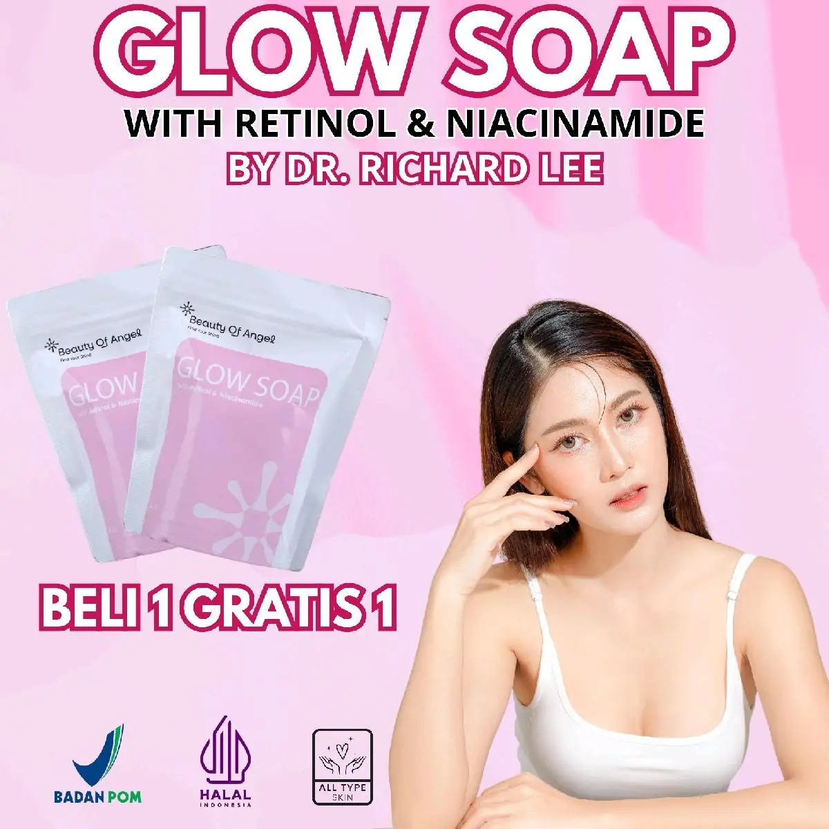 [BELI 1 GRATIS 1] Sabun Pemutih Beauty of Angel Glow Soap Sabun Pencerah Kulit Wajah & Badan mencerahkan dan melembabkan kulit Tubuh Hitam menghilangkan jerawat kusam Membersihkan Kusam Mencerahkan Perawatan Memutihkan Best Seller Niacinamide