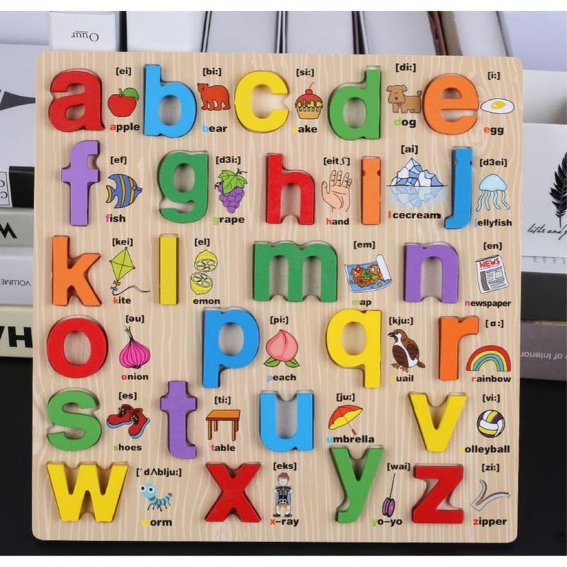 Product Introduction of ABC Alphabet Digital Puzzle Wooden Toys Kid Number Letter shape Matching Jigsaw Board 20*20cm Baby Newborn Infant Toddler Girls Girls Boys Soft Early Educational Learning Gift 23