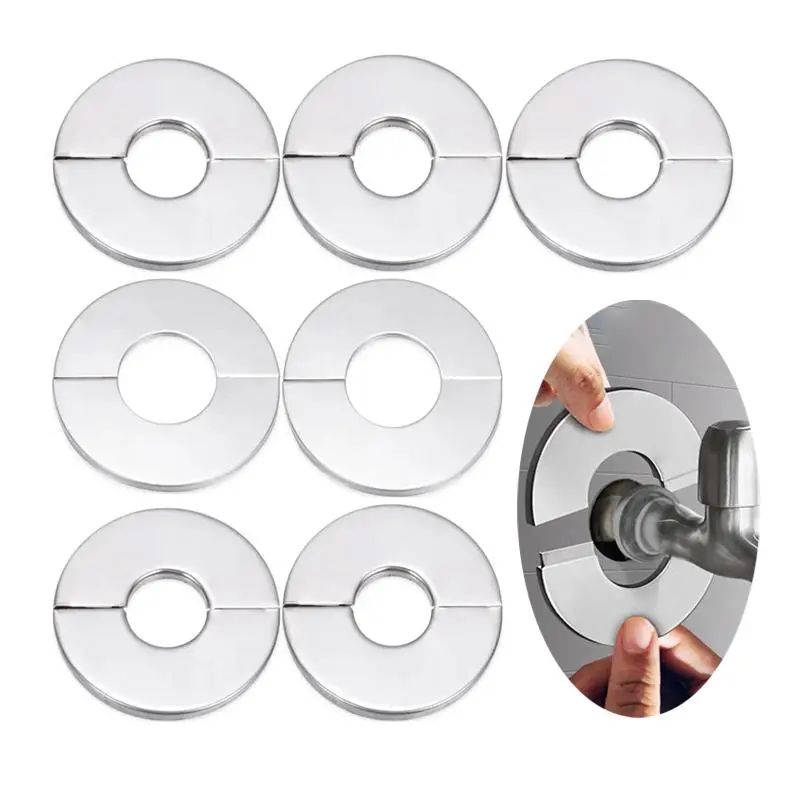 Stainless Steel Bathroom Shower Faucet Decorative Cover, Universal Self-adhesive Water Pipe Wall Cover, Stainless Steel Bathroom Tool Accessories