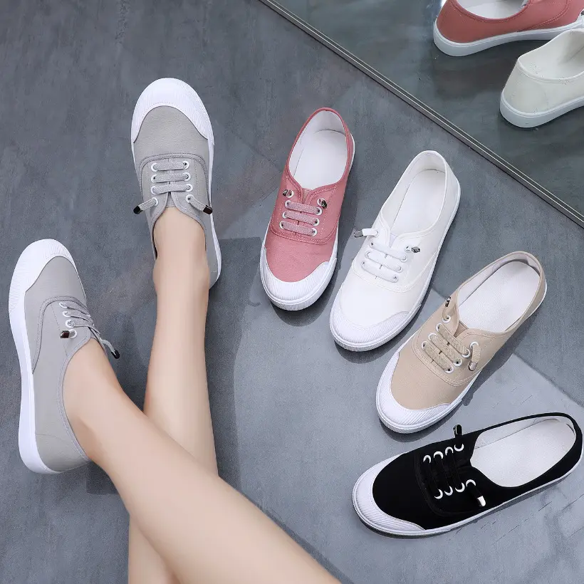 Canvas Shoes Soft Bottom Spring New Canvas Shoes Women's All-Match White Shoes Student Flat Bottom Casual Sneakers