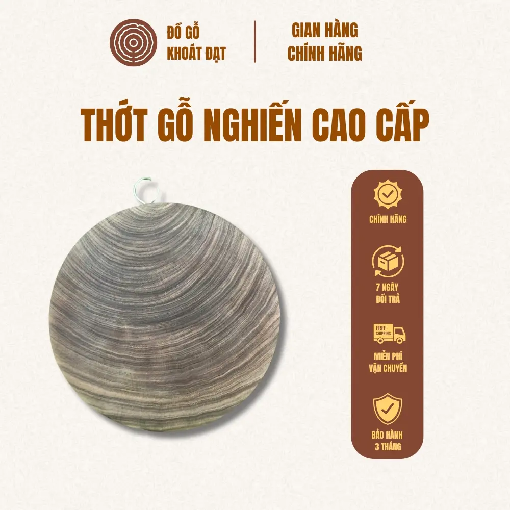 Thớt gỗ nghiến cao cấp Đồ Gỗ Khoát Đạt - Kích thước 25x3cm