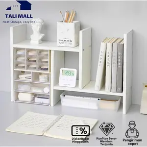 READY! Rak Buku Rak buku Mini portable Rak Kayu Serbaguna Rak Meja Kayu Minimalis Rak Kayu Serbaguna