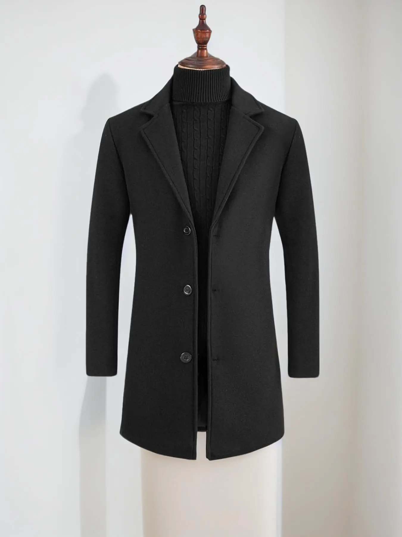 Men's Plain Button Front Lapel Long Sleeve Coat, Regular Fit Casual Coat for Fall & Winter, Going Out Clothes, Menswear, Please Purchase A Size Up, Coats
