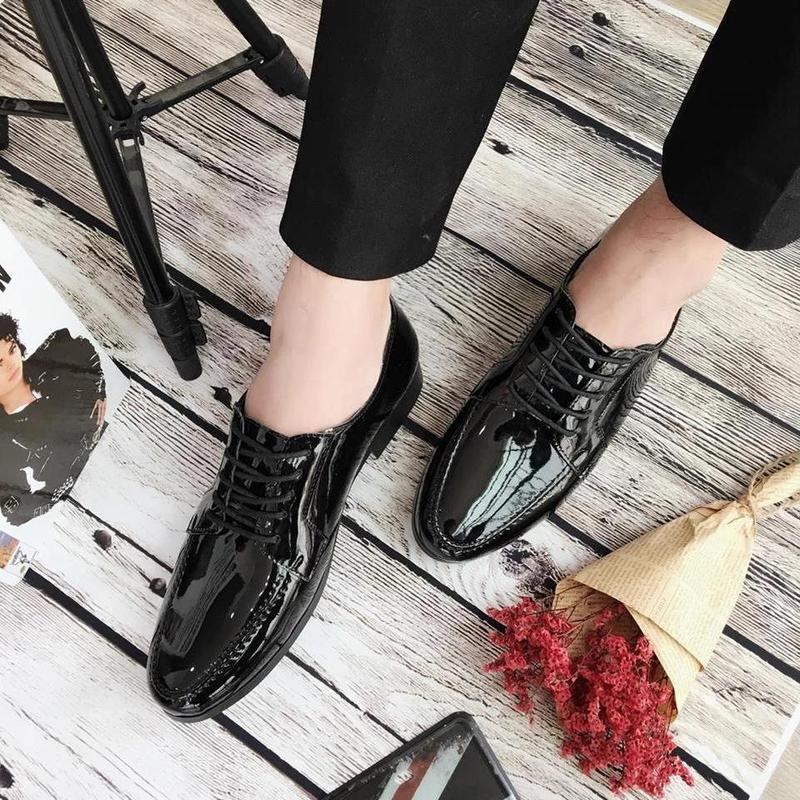 Giày Tây Nam Công Sở Da Bóng Buộc Dây 2 Cao Cấp Da PU 100% Size 37-44 Cao Su Shoes - Xu Hướng Thời Trang Mới Nhất Năm 2025 1