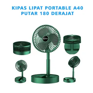 RG KIPAS ANGIN LIPAT A40 Kipas Angin Meja Portable Putar 180 Portable Mini Fan Recharge [LMR-F] Baterai