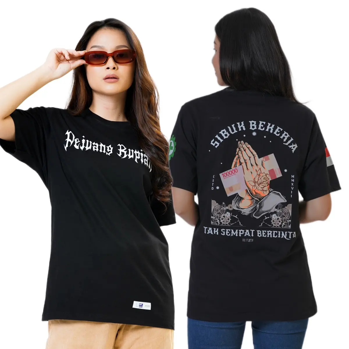 Kaos Sibuk Bekerja Pejuang Rupiah Tangan Uang Katun Combed 24s Distro Keren Nyaman Panjang