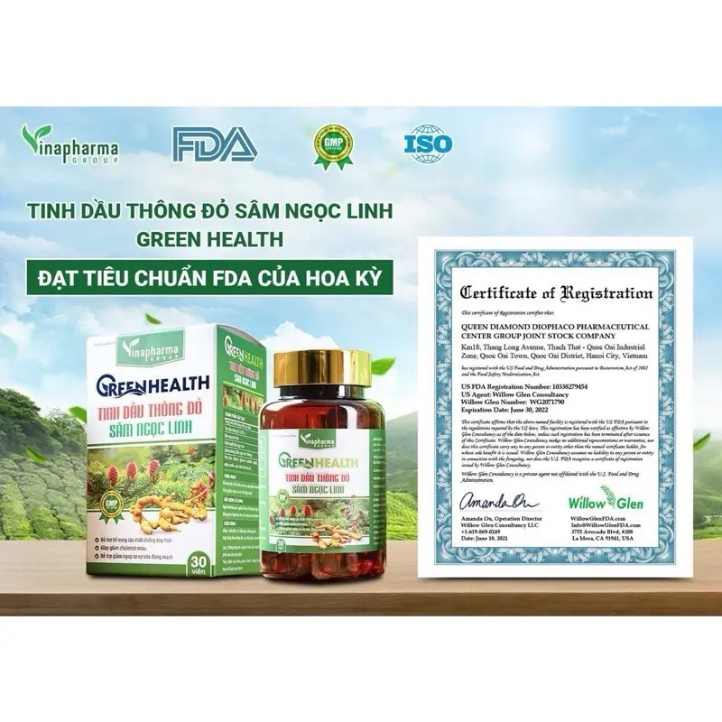 ￼GREEN HEALTH Tinh dầu thông đỏ Sâm Ngọc Linh 4