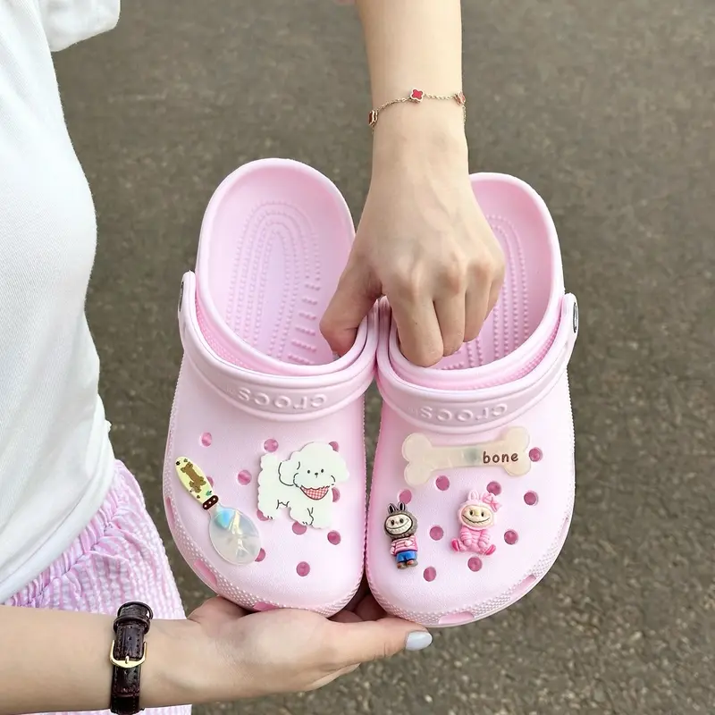 Dép Sục Cro.ss Classic Màu Hồng Dâu Hàng Chuẩn Kèm 6 jibit Nữ 0