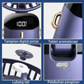 Keeone Kipas Angin Mini Portable 15000Mah 5-Speed Wind Kipas Lipat&LED Display Mini Fan Portable Aromaterapi Kipas Leher 4
