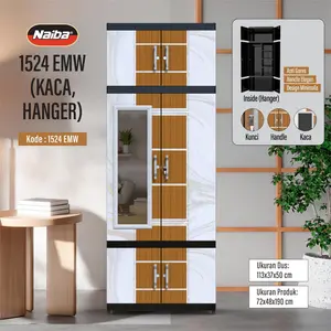 NAIBA - LEMARI MSC NAIBA FIT GANTUNG JUMBO EBONY MIRROR plastik furniture  Asli