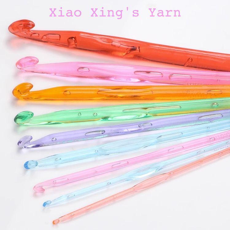Kim móc len bằng nhựa trong suốt đủ size 3 - 12mm đan móc cơ bản màu sắc | Xiaoxingyarn