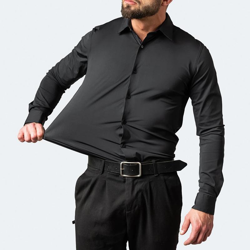 Product Introduction of Discount Full Elastic Force Shirt Men's Shirt Non-Ironing Anti-Wrinkle Comfortable Fashion Simple Business Thin Shirt Men Menswear Top 2