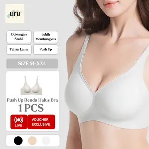URU [1PCS] Bra Wanita Push Up Renda Halus Tanpa Kawat Cup Busa Tebal Bahan Premium Tali Sport Dengan Dukungan Gel Inovatif dan Kontrol Samping Profesional - Bh