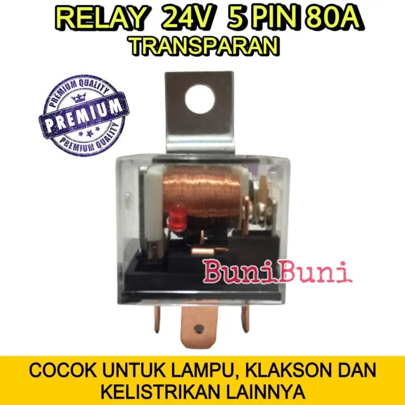 RELAY Transparan 24V KAKI 5 Pin 80A Untuk Lampu / Klakson Mobil Truk - 24V 5 KAKI 4