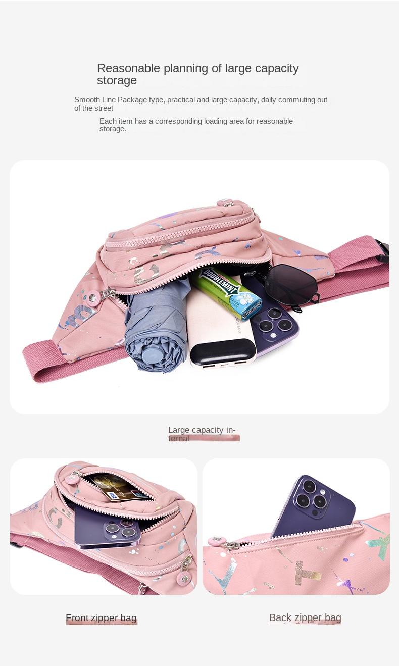 Product Introduction of Túi Đeo Ngực Cho Nữ, Hàng Mới Về Mùa Hè, Nhiều Khóa Kéo, Túi Đeo Chéo, Thích Hợp Cho Các Hoạt Động Thể Thao Ngoài Trời, Lưu Trữ Chống Thấm Nước, Túi Đeo Hông, Cho Bé Gái 6