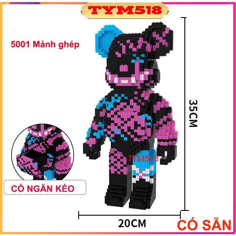 xếp hình le.go Gấu Bearbrick jinx ironman phi hành gia 35cm - 36cm lắp ráp mô hình cỡ lớn bear brick nanoblocks nano 3d