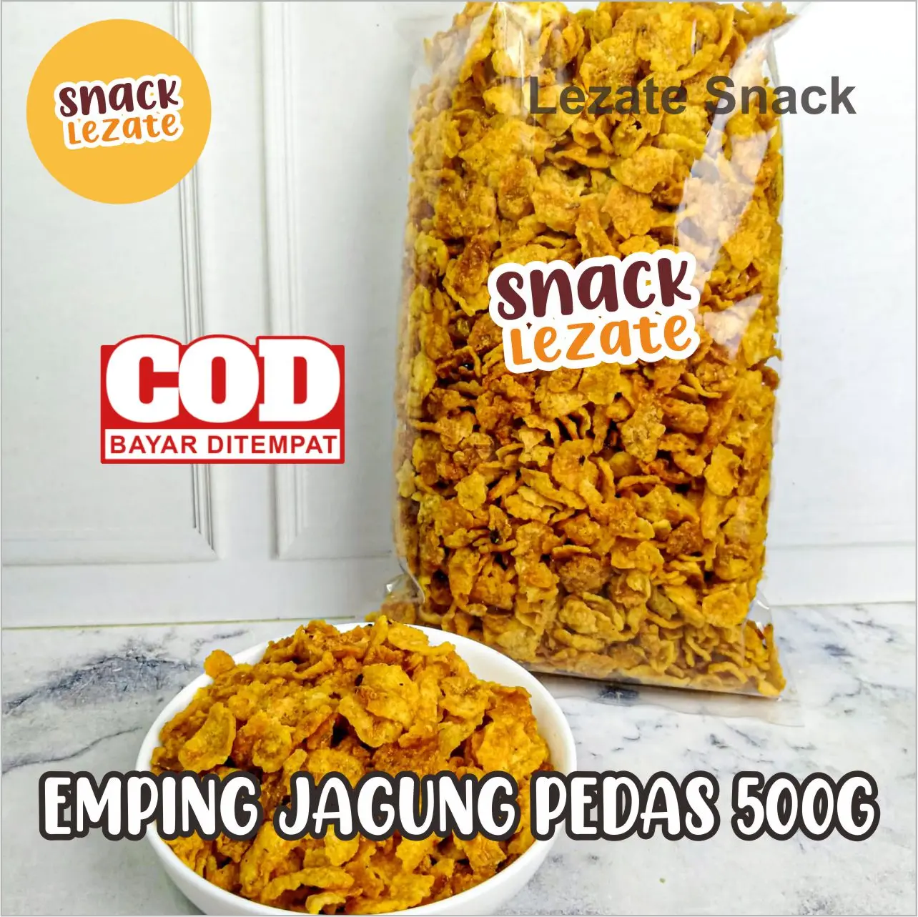 Emping Jagung 500GR Kiloan Murah Rasa Pedas Manis Jagung Geprek Lezate Snack