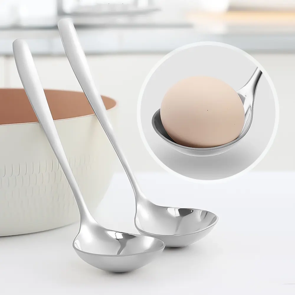 Drink Spoon Large Soup Spoon Korean Stainless Steel Thickening Spoon Home Kitchen Essential Tools Deepen Large Capacity Dinnerware Creative Long Handle Hotel Hot Pot Spoon