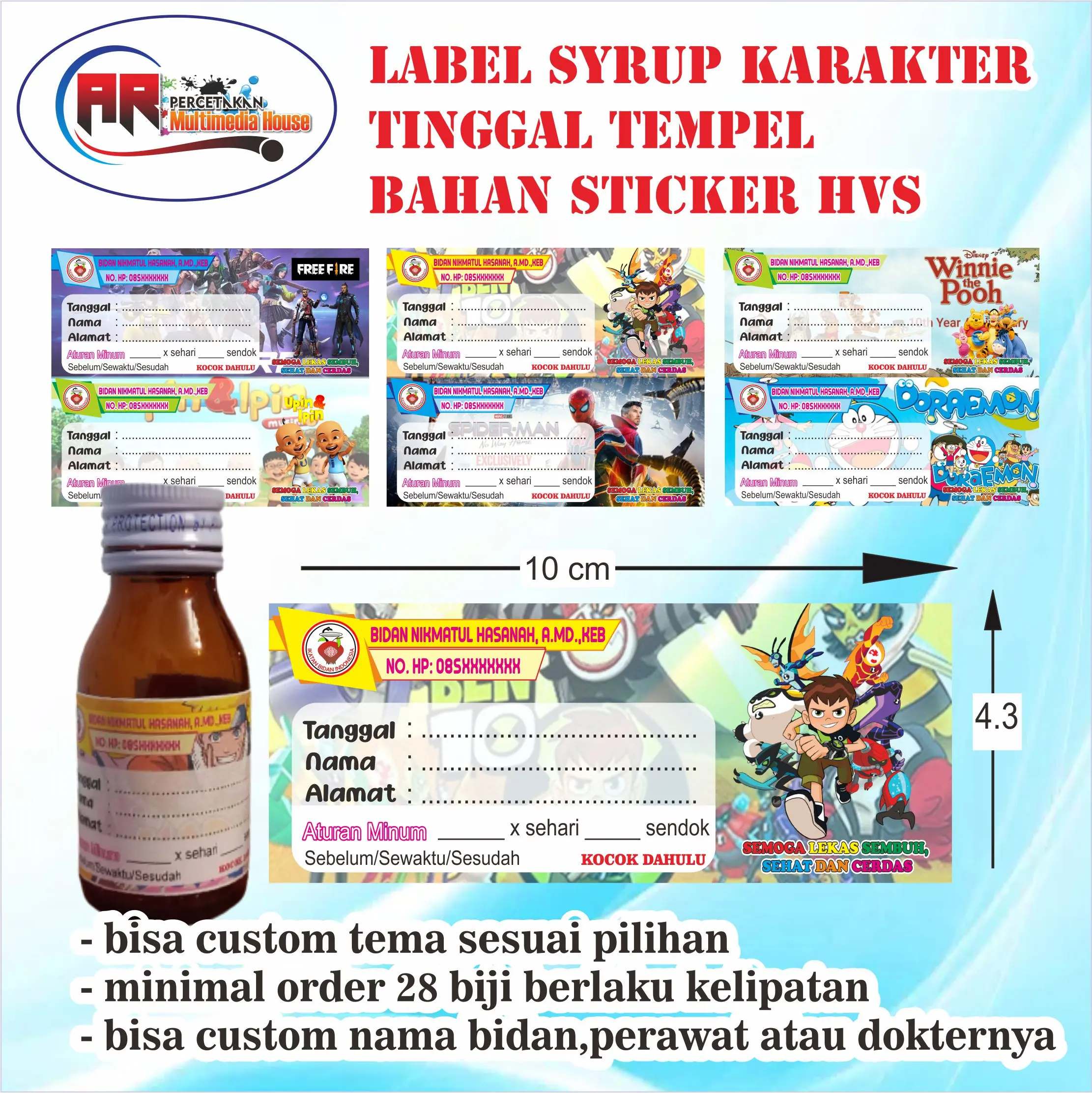 100 pcs Label obat syrup / label obat sirup / stiker obat / stiker obat ...