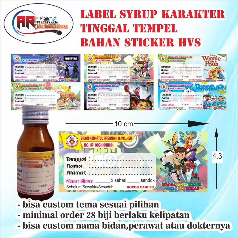 100 pcs Label obat syrup / label obat sirup / stiker obat / stiker obat ...