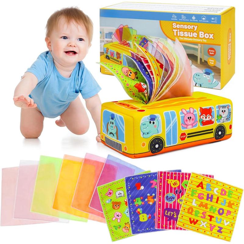 Tissue Box Toy for Baby 6 to 12 Months - Soft Stuffed Sensory Toy to ...