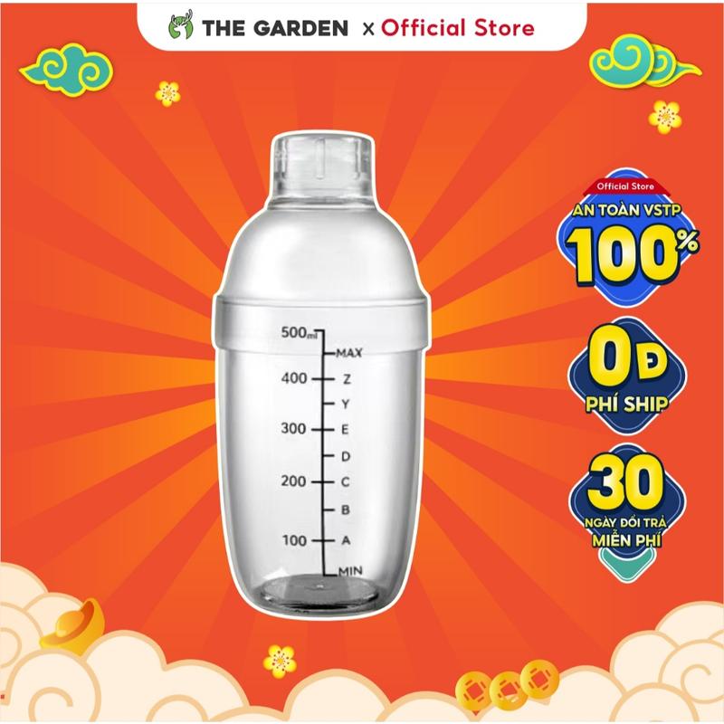 Bình lắc pha chế THE GARDEN shaker 500ml nhựa vạch đen dụng cụ pha trà sữa