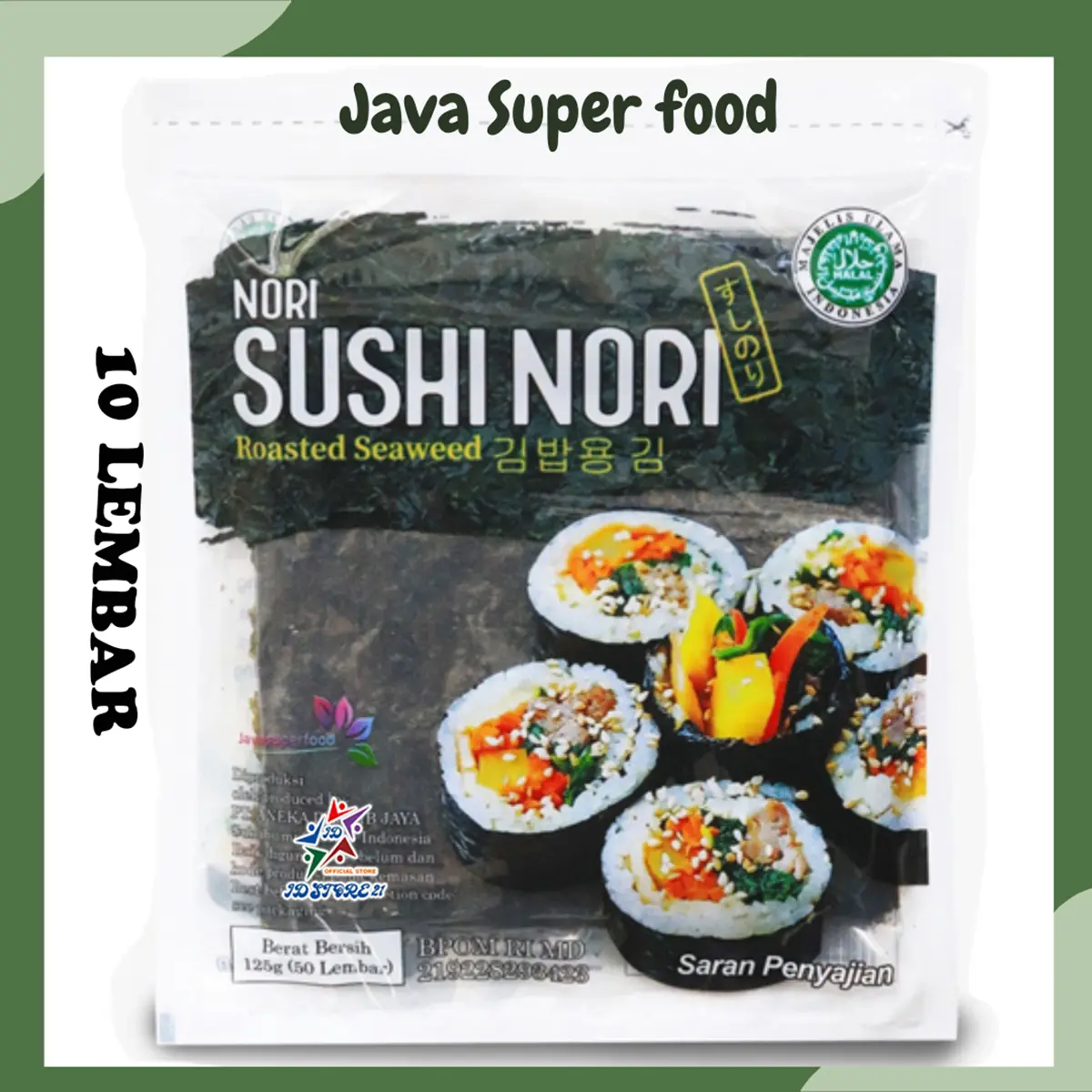 JAVA SUSHI NORI 10 Lembar Rumput Laut Kimbap Seaweed Halal MUI Food