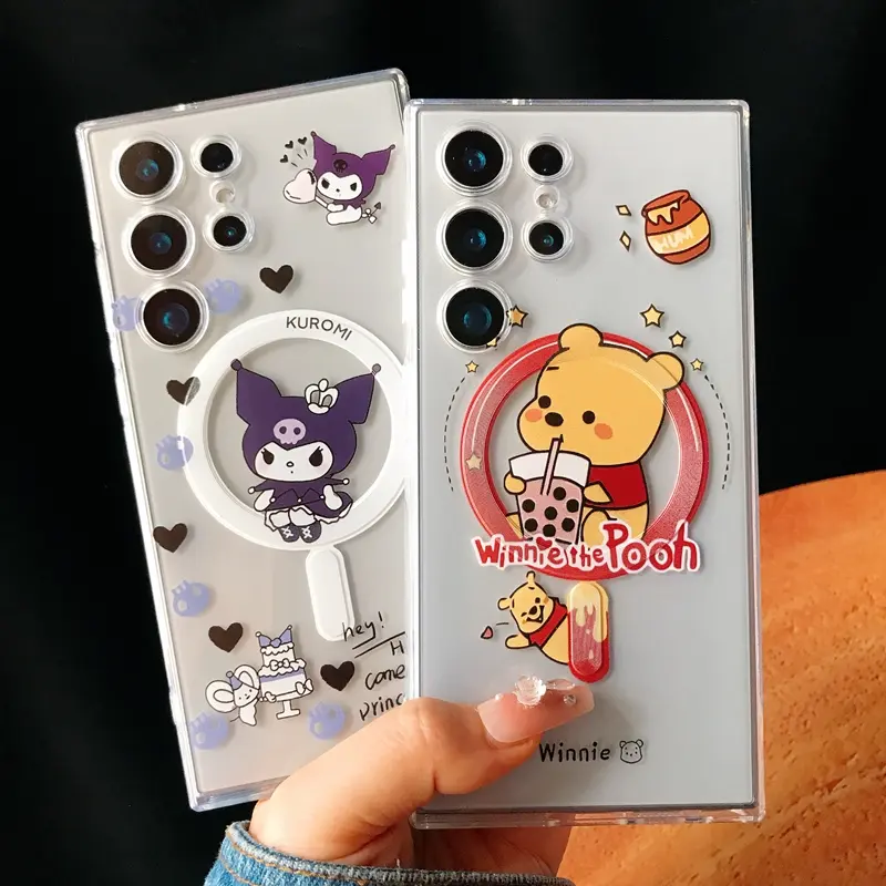 Winnie the Pooh Kuromi Magsafe Phone Case For Samsung S25 Ultra S21 S22 S23 S24 Ultra Note 20 Ultra A05S A15 A35 A55 Magnetic Phone Back Cover for Samsung S25 S24 Plus S21 S22 S23 Plus Back Shell  ​​​​​​​