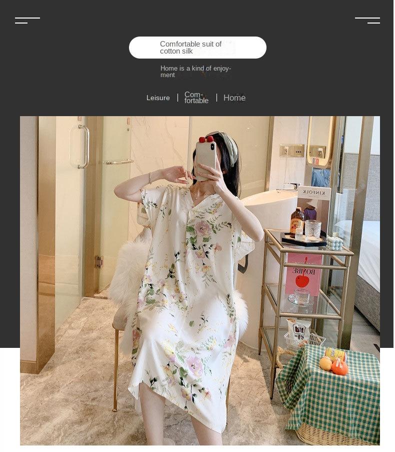 Product Introduction of Váy Ngủ Cotton Và Lụa, Dành Cho Nữ, K42, Hàng Mới Về Mùa Hè, Ngắn Tay, Đồ Ngủ In Hình Hoạt Hình, Phong Cách Hàn Quốc, Cỡ Lớn, Dáng Rộng Vừa Vặn, Đồ Mặc Ở Nhà Bằng Lụa Cotton, Hợp Xu hướng 6