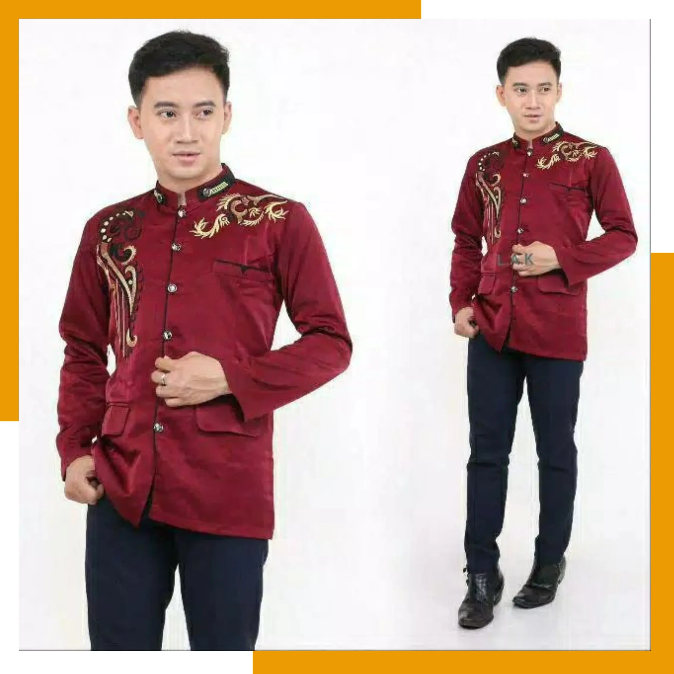 Jasko Bordir Motif Terbaru Marun Hitam Putih