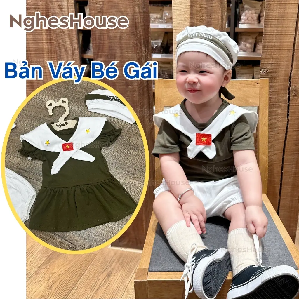Set Cover 30/4 Bộ Đội Tặng Mũ Cho Bé Trai Bé Gái Chất Cotton Lá Cờ Dịp Quốc Khánh NghesHouse BODOI