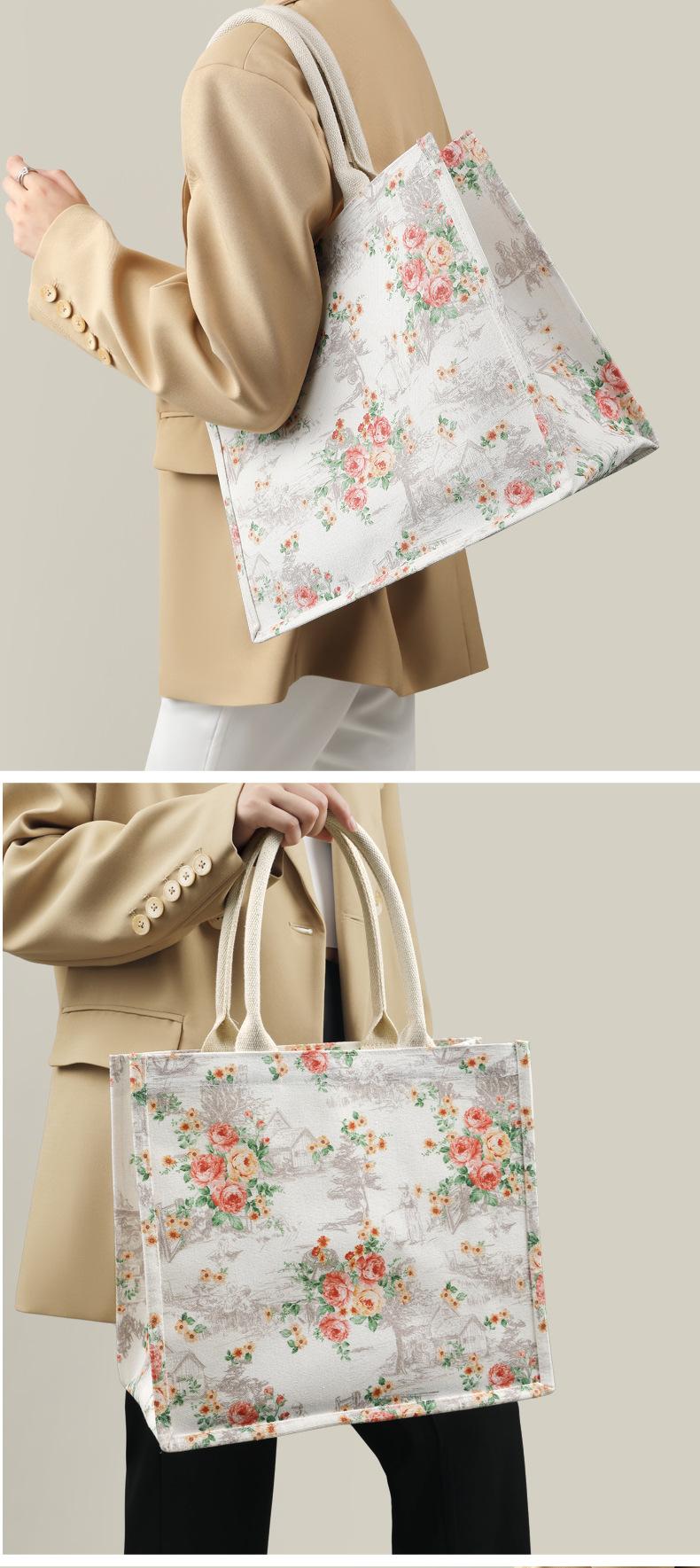Product Introduction of Women's Bag Women's Bag Thick Retro Canvas Bag Custom in Stock Three-Dimensional Canvas Reticule Environmental Protection Shopping Bag Canvas Tote Bag 21