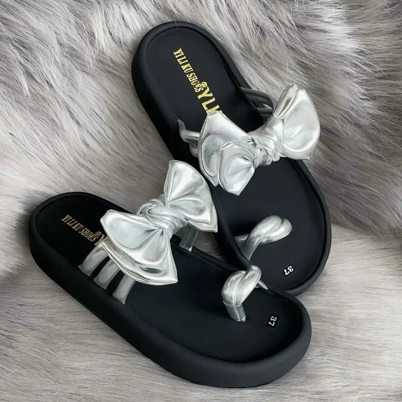 Dép  Xỏ Ngón  đính Nơ xinh xắn, đế cao 3cm ,mẫu  chuẩn size (tình yêu đi size nào đặt size đó dùm shop, chân tròn  thì tăng dùm shop 1 size)