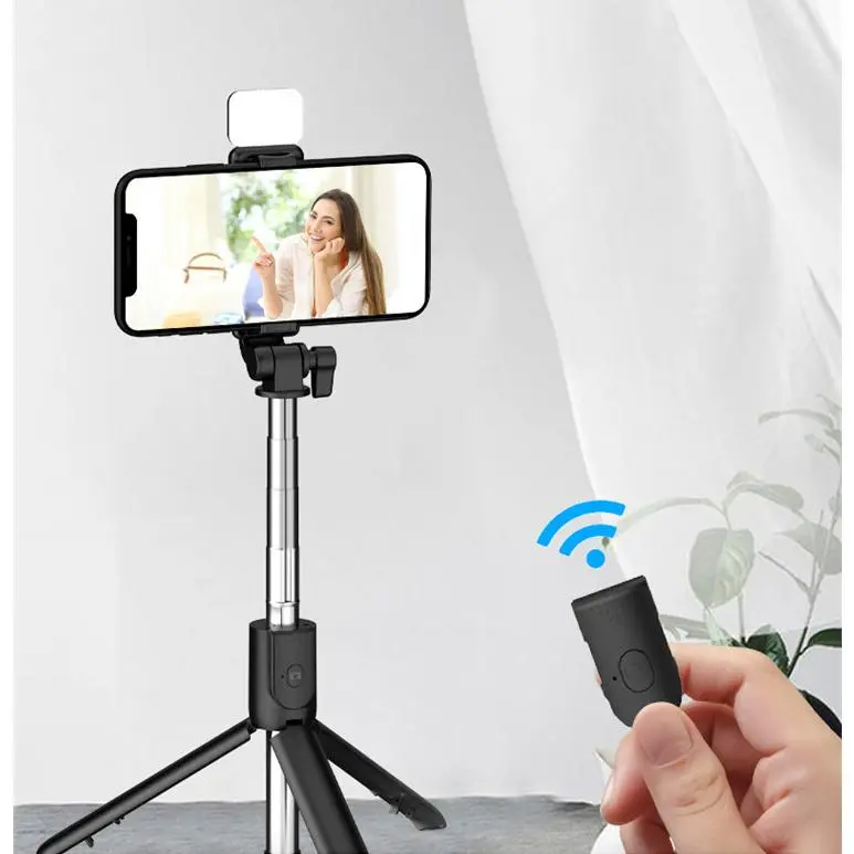 BISA COD Selfie Stick dengan Remote Bluetooth / Tongsis Lampu 5533 Kamera Led Stainless Tripod 4