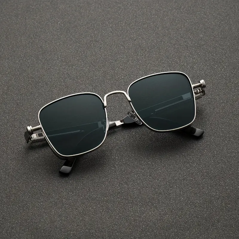 Retro Metalpunk Square Metal Frame with Fashion Glasses Case,, Fashionable And Unique High Quality Design for Men Women, Anti-Reflective Lenses Perfect Activities,, Driving, Summer Must Have 2