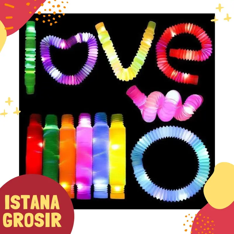 Pop light Mainan anak Light Up Pop Tubes Pop Pipes Lampu Stick Pipa Selang Fidget Toy Game Cowok 1
