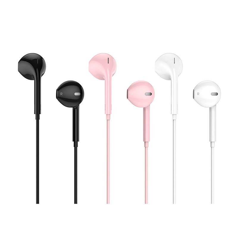 OHSOME - HOCO M55 3.5MM HIFI Wired Earphones Black White Pink Headphones 1