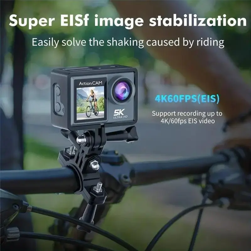 Action Camera, 5K 30 FPS Outdoor Waterproof Action Camera with Front LCD & Touch Back Screen, Camera Remote Control Sports Camera with Wide Angle Lens, Smartphone 7