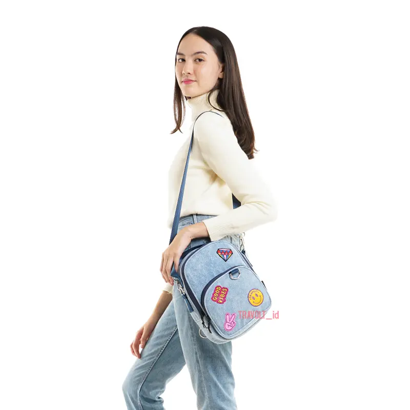 Denim Patch Sling Bag 3in1 - Travolt - Tas Ransel selempang Jeans - Tas Denim - Tas Konser KPOP - Denim - Jeans - Dae tas  remaja 6