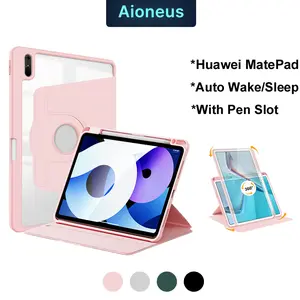 Case for Huawei Matepad SE 11 inch 720Rotating Acrylic Casing Huawei Matepad 11inch 21/23 Magnetic Protective Tablet Holder With Pen Slot Akrilik Rotary Smart Cover Auto Wake
