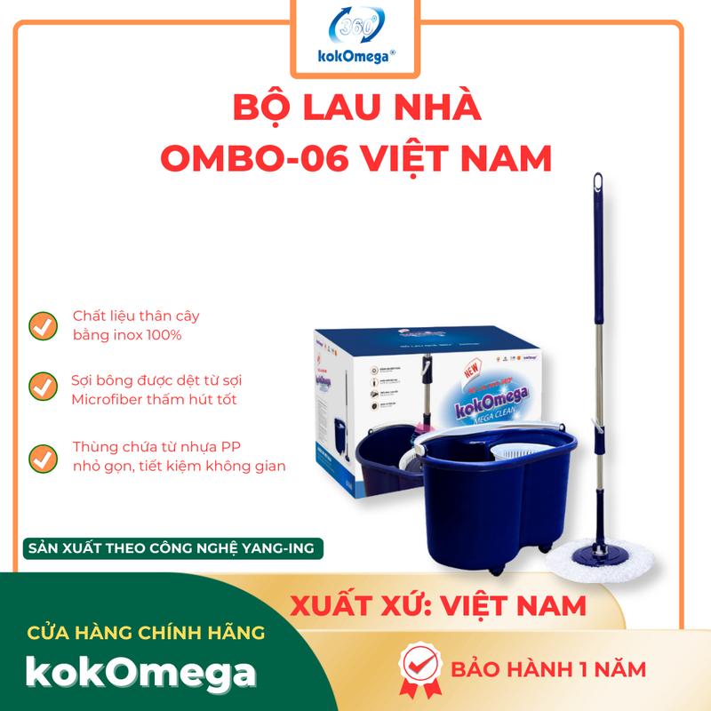 Bộ Lau Nhà Xoay 360 Độ kokOmega 06 (bảo hành 1 năm) Inox Làm Sạch (Màu Xanh Đen)