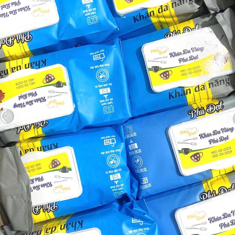 [Combo 6 gói] Khăn lau bếp đa năng Phú Đạt gói to khổ 24x24cm Khăn Giấy