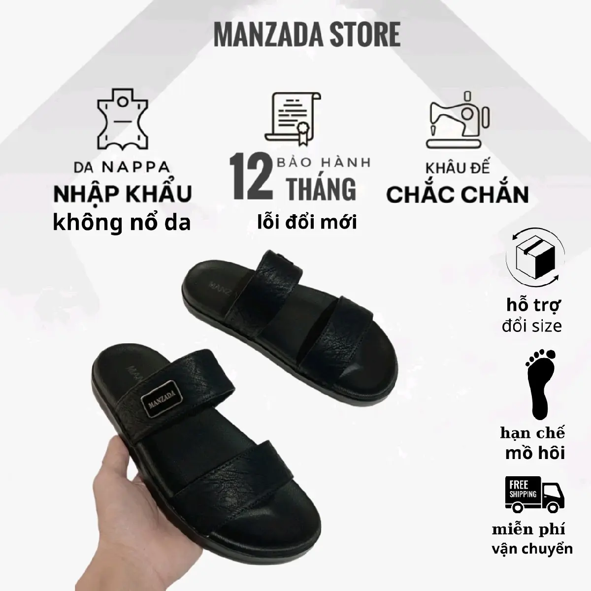 [ đã khâu đế ] mã MZ 07 hai quai đã được khâu chỉ 2 bên quai với đế quai dép chất liệu da đế cao su đúc 2 lớp mặt dép được làm nhám đi thoáng mồ hôi chân Nam DéP Sandal Đế Bằng dép lê Đồng