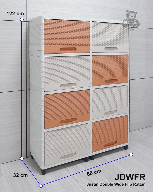 Double Wide Club Flip Susun 4 - Lemari Plastik Lebar Pintu Geser - Lemari Laci Plastik Minimalis - Lemari Penyimpanan Serbaguna - Laci Penyimpanan Serbaguna - Lemari Plastik Multifungsi - Lemari Laci Plastik Club Furniture 1