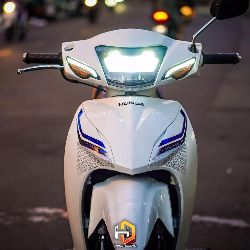 Tem rời wave xanh trắng decal trong dán được cho các xe nền sáng