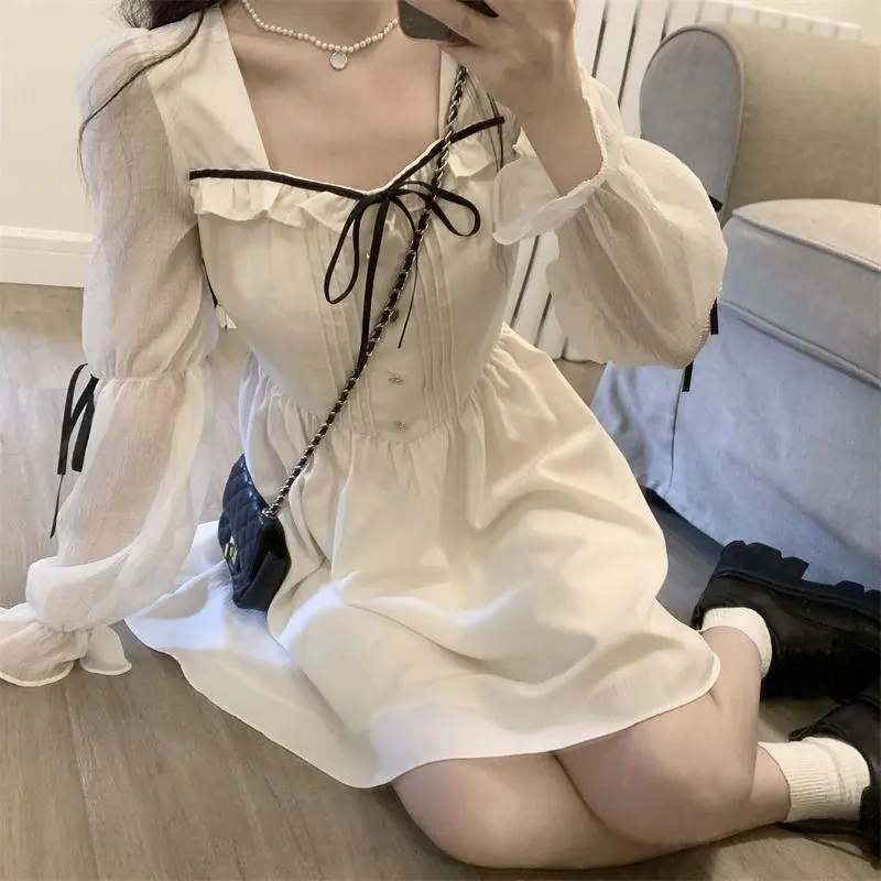 Newlan QZ078 sexy import kekinian pendek wanita korea dress /dress wanita casual dress/dress korean style/dress sexy import kekinian pendek wanita korea/dress pesta/gaun lengan bengkak/gaun vintage kasual/retro dress 5