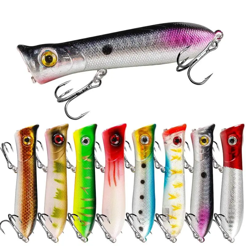 Mồi Popper, Lure Wobbler, 8cm và 12g, mồi câu cá, Topwater Crank, Làm Bằng Nhựa Nhân Tạo, Cứng, Thích Hợp Cho Bass Và Pike, Dụng Cụ Câu Cá, 1 Cái Fishing Đồng