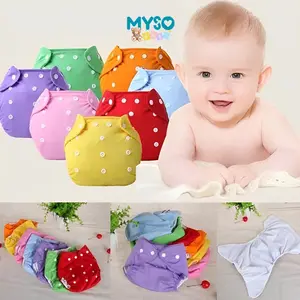 Popok Kain Bayi kancing polos warna adjustable Baby Clodi Cloth Diaper lembut washable