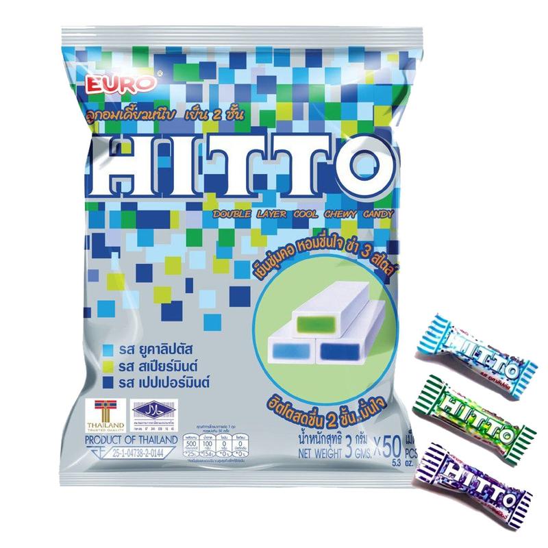  Gói Kẹo mềm Hitto Thái Lan vị bạc hà và vị trái cây 